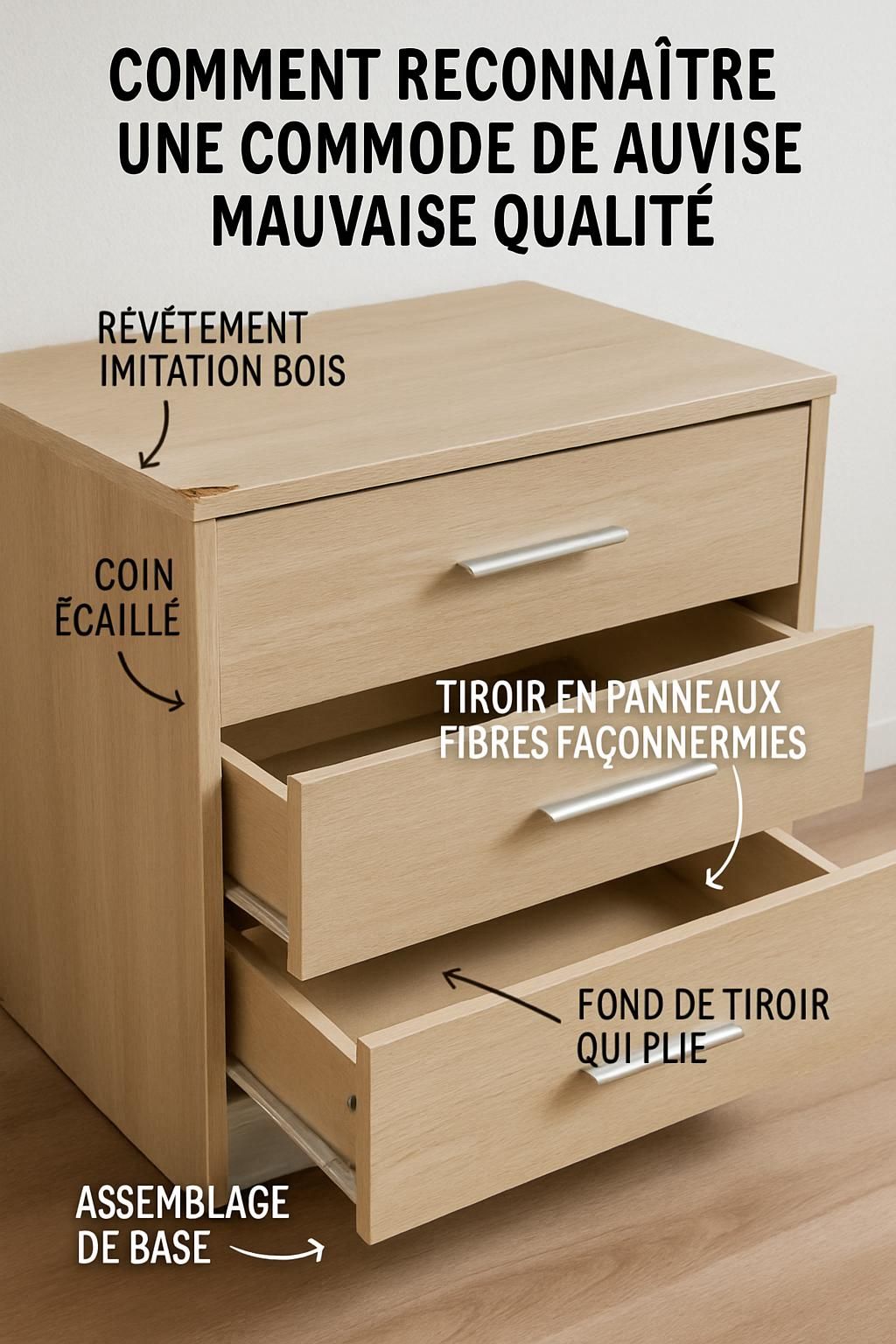 découvrez comment identifier facilement une commode de mauvaise qualité grâce à nos conseils pratiques et éviter les mauvais achats.