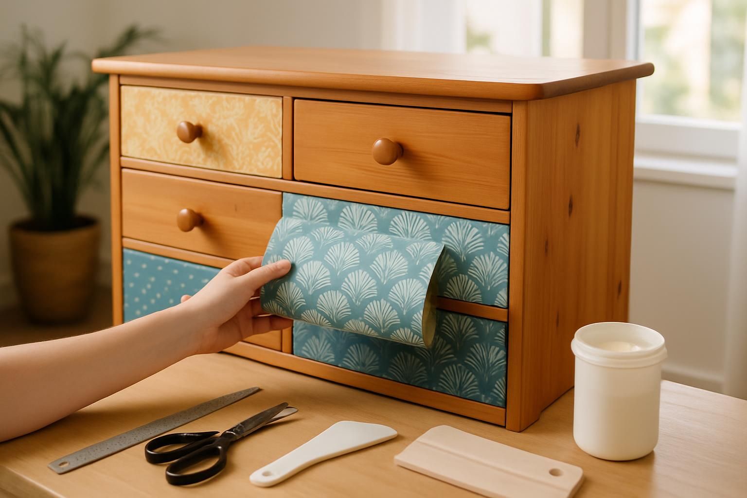découvrez comment relooker facilement une commode grâce au papier peint et donnez-lui un nouveau style en quelques étapes simples.