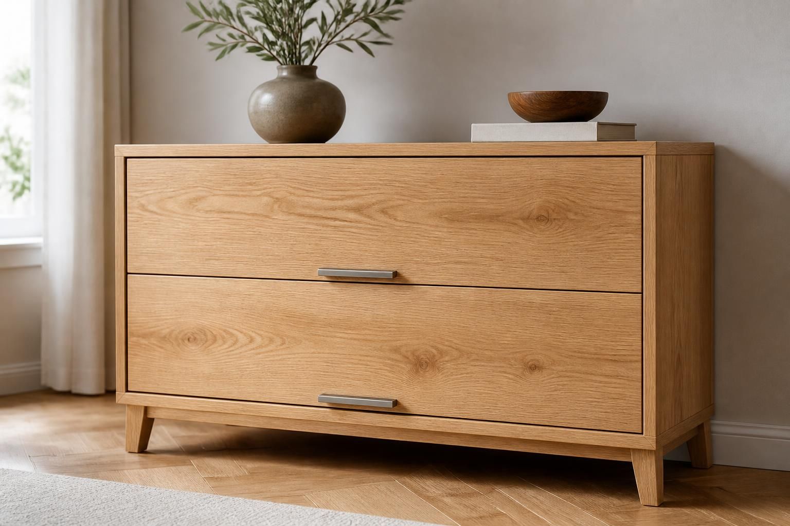 découvrez notre commode en bois élégante à deux tiroirs, parfaite pour allier style et rangement pratique dans votre intérieur.