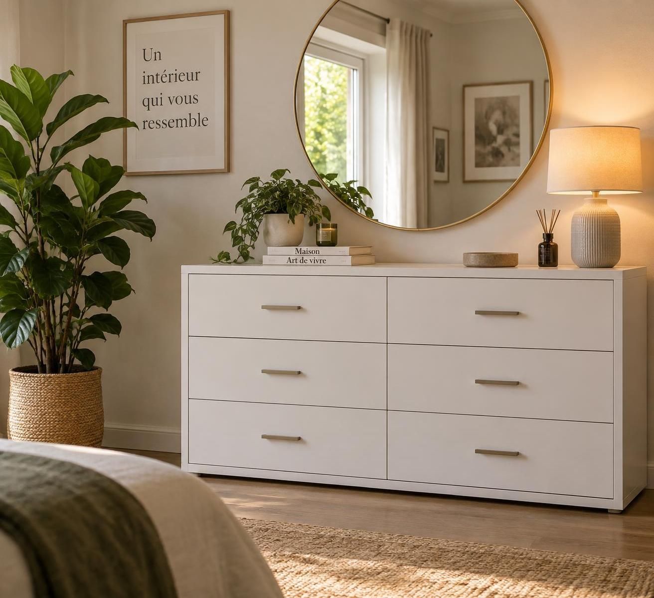 découvrez nos meubles commodes blancs, parfaits pour optimiser votre rangement avec élégance et apporter une touche lumineuse à votre intérieur.